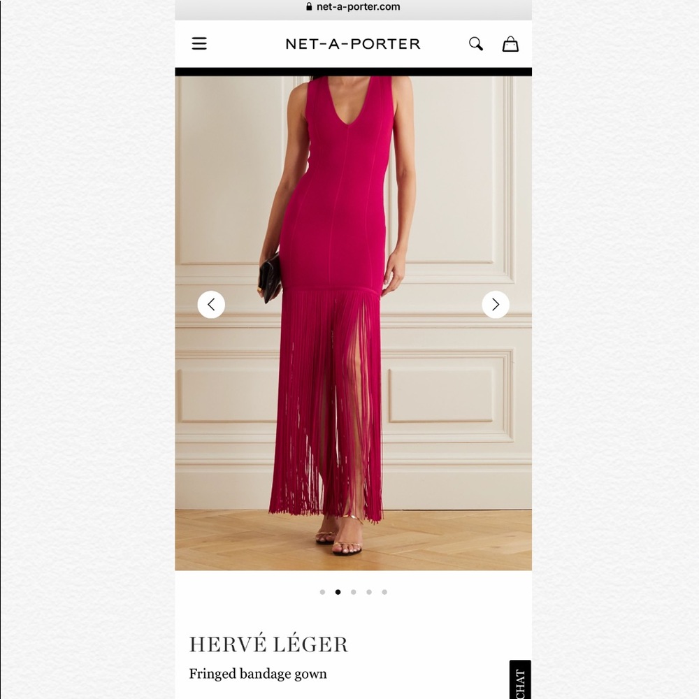 HERVE LEGER FRINGE BANDAGE GOWN